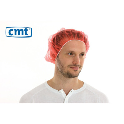 CMT PP non woven haarnet, rood, 50cm bouffant cap 1000st -