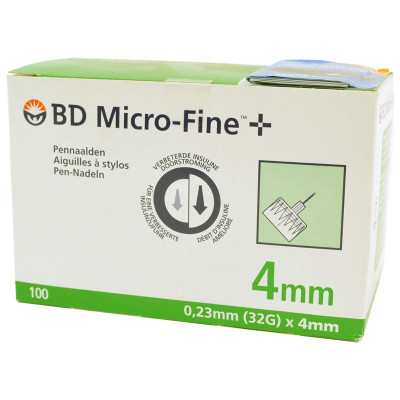 BD Microfine + agulhas de caneta de parede fina de 4 mm 100 peças