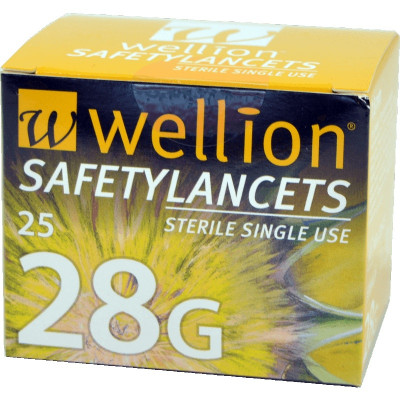 Wellion 28G Security Lancets 25 pcs