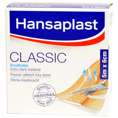 Hansaplast Pleister rol Classic 5 m x 6 cm - www.ehbo-centrum.nl
