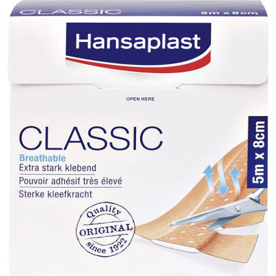 Hansaplast Pleister rol Classic 5 m x 8 cm - www.ehbo-centrum.nl