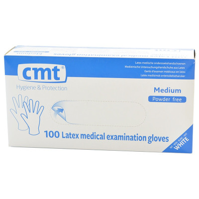 Латексные перчатки без пудры белые 100 шт. (CMT)