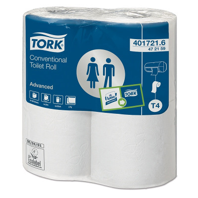 Tork Traditional Toilettenpapier weiß 2-lagig, Packung mit 48
