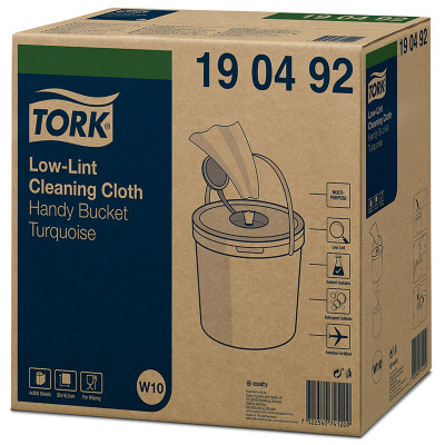 Tork Low-Lint Bucket cleaning cloth box with 4 rolls
