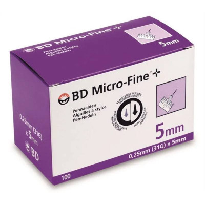 Agulhas de caneta de parede fina BD Microfine + 5mm 100 peças