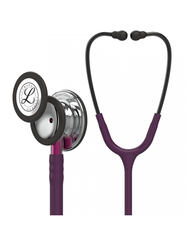 Littmann Classic III Stethoscoop 5960 spiegelend borststuk, pruimkleurige slang, roze steel en rookkleurige headset, 69 cm