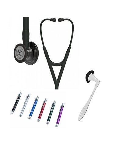Littmann Cardiology IV Studentbox 6232 campana de acabado de alto brillo gris humo, tubo negro y vástago y aur. color negro