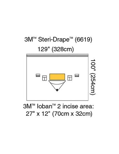 3M Steri-Drape 6619 Verticaal isolatielaken met Ioban 254 x 328 cm 5 Stuks